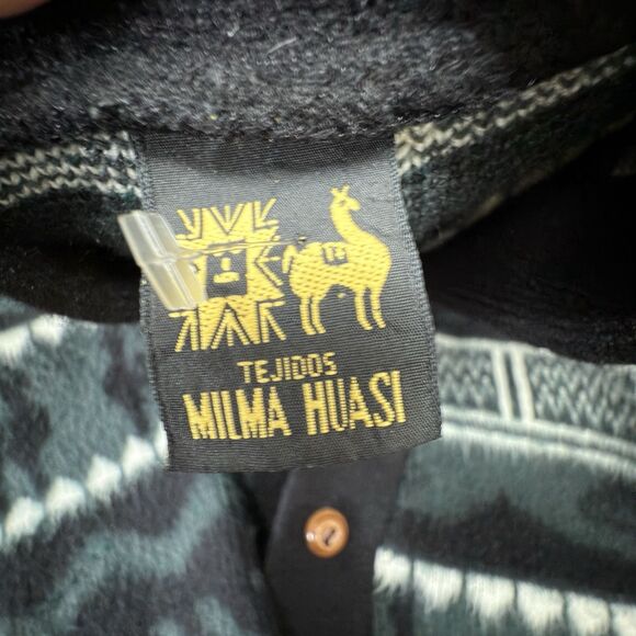 Vintage Tejidos Milma Huasi Sweater Men L Wool Cardigan Aztec Alpaca Llama Heavy - Picture 5 of 8